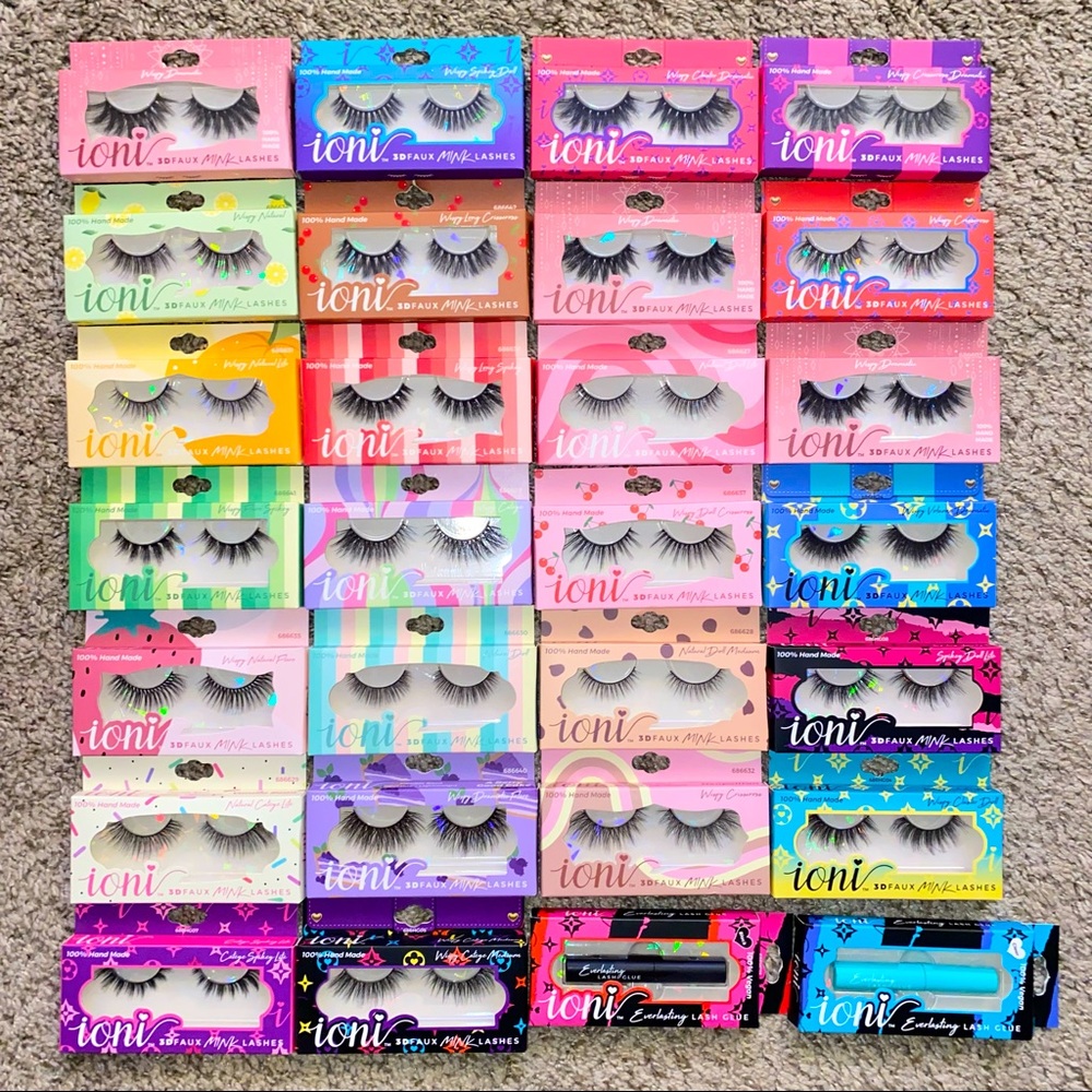 BRAND NEW ioni 3D Faux Mink Lashes 100% Handmade 29 Item Bundle Lot